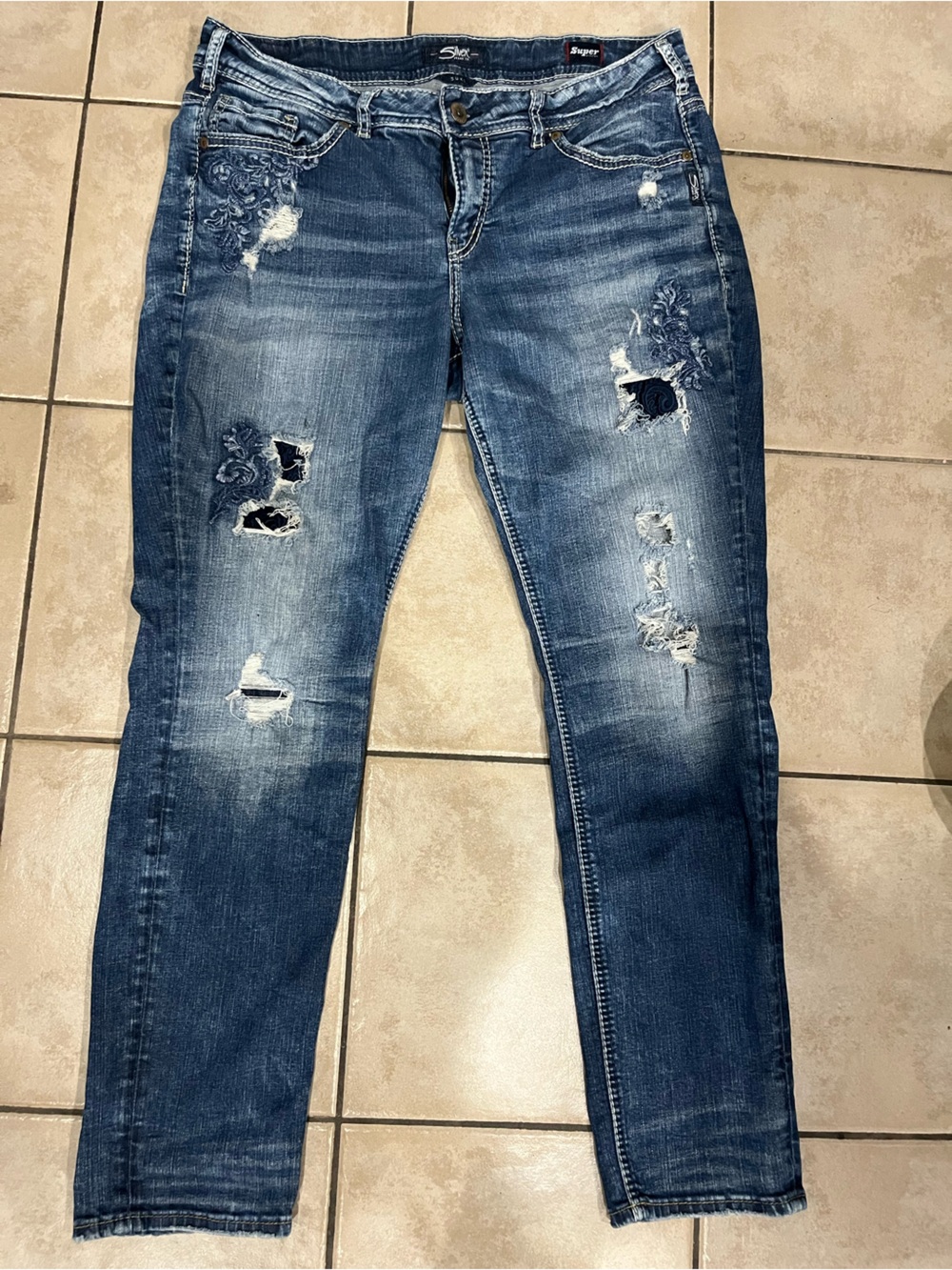 Silver Jeans Women's Distressed Skinny Jeans in Blue